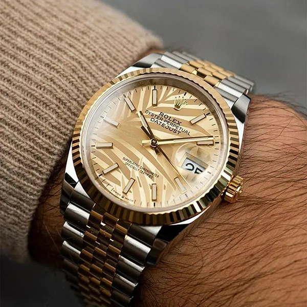 Đồng Hồ Nam Rolex Datejust 36mm 126233-0037 Palm Màu Demi (Vàng - Bạc)