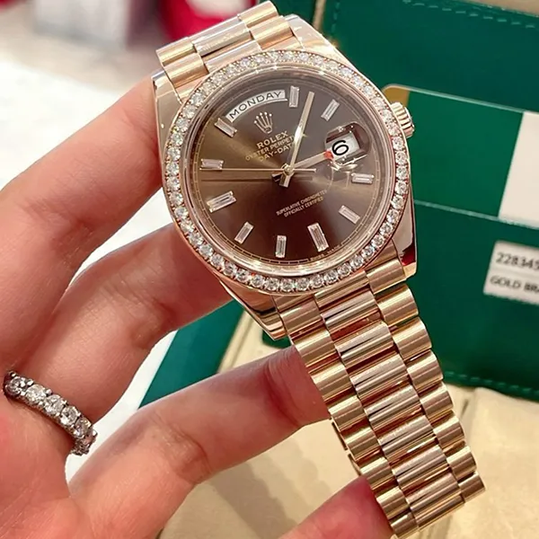 Đồng Hồ Rolex Day-Date 40mm Rose Gold 228345RBR-0006 Màu Nâu Chocolate
