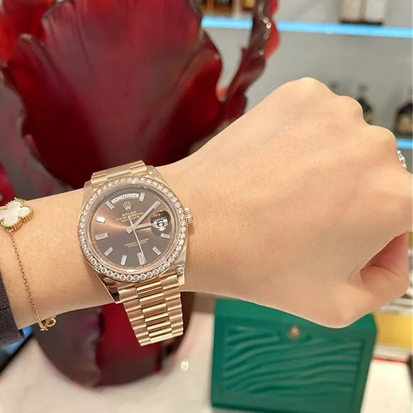 Đồng Hồ Rolex Day-Date 40mm Rose Gold 228345RBR-0006 Màu Nâu Chocolate