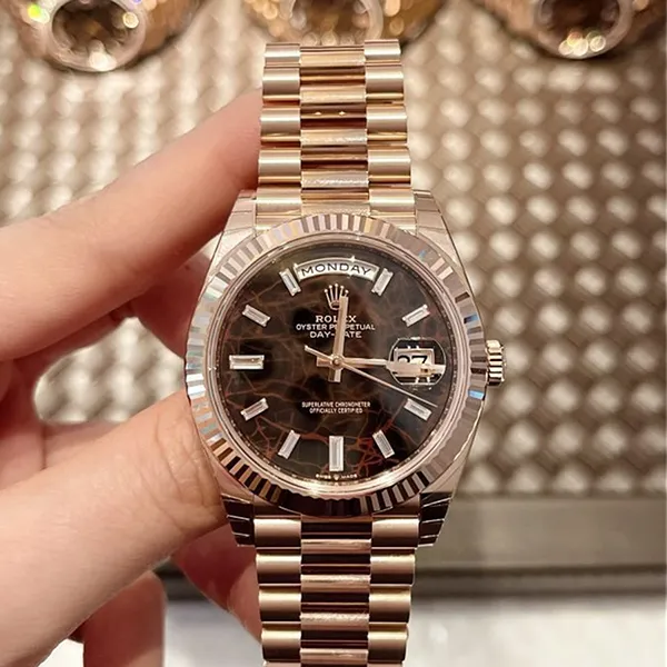 Đồng Hồ Nam Rolex Everose Gold Day-Date 40 228235-0045 Mặt Số Eisenkiesel Màu Vàng Hồng