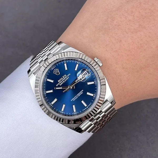 Đồng Hồ Nam Rolex Steel Datejust 41mm 126334-0002 Màu Bạc Mặt Xanh