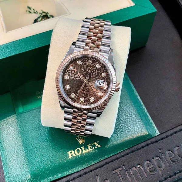 Đồng Hồ Rolex Steel Everose Rolesor Datejust 36mm Chocolate Dial 126231 Màu Bạc Vàng Hồng