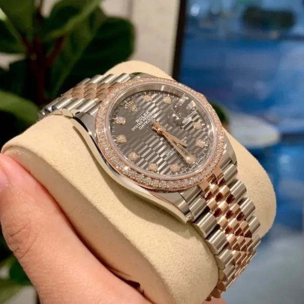 Đồng Hồ Nam Rolex Steel Everose Rolesor Datejust 36mm Grey Motif 126281RBR-0029 Màu Bạc Vàng Hồng - Đồng hồ - Vua Hàng Hiệu