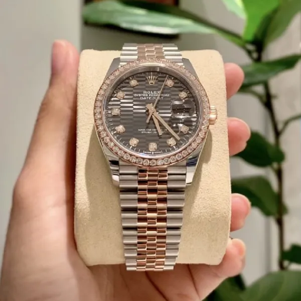 Đồng Hồ Nam Rolex Steel Everose Rolesor Datejust 36mm Grey Motif 126281RBR-0029 Màu Bạc Vàng Hồng - Đồng hồ - Vua Hàng Hiệu
