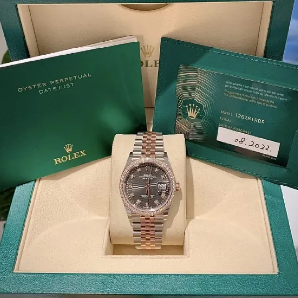 Đồng Hồ Nam Rolex Steel Everose Rolesor Datejust 36mm Grey Motif 126281RBR-0029 Màu Bạc Vàng Hồng - Đồng hồ - Vua Hàng Hiệu