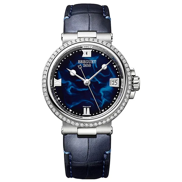 Đồng Hồ Nữ Breguet Marine Automatic 33.8mm 9518ST/E2/984/D000 Màu Xanh Bạc