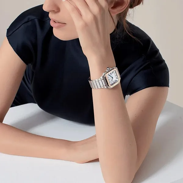 Đồng Hồ Nữ Cartier Santos De W2SA0016 35,1mm Màu Demi (Vàng - Bạc)