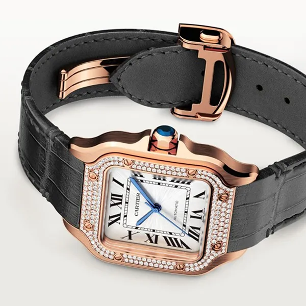 Đồng Hồ Nữ Cartier Santos De WJSA0012 35,1mm Màu Đen / Vàng Hồng - Đồng hồ - Vua Hàng Hiệu