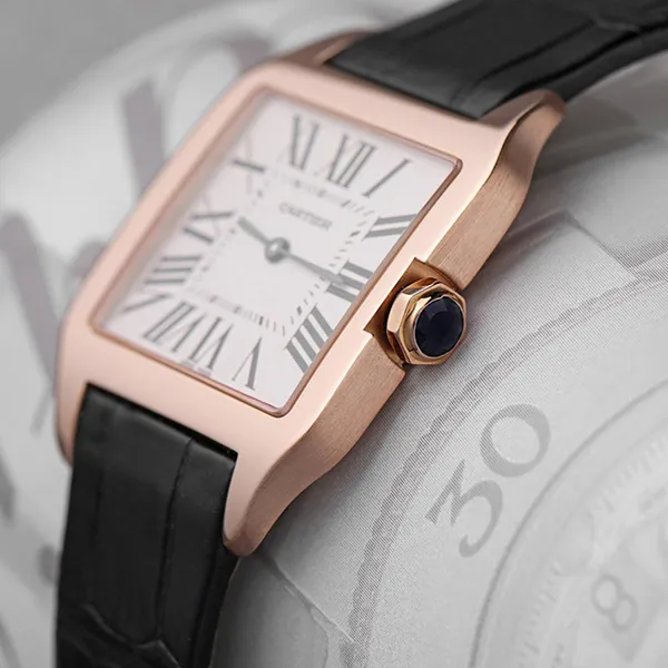 Đồng Hồ Nữ Cartier Santos Dumont W2009251 38.5mm Màu Nâu/ Vàng Hồng
