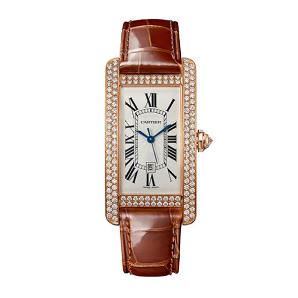 Đồng Hồ Nữ Cartier Tank Américaine WB704751 41.6mm Màu Nâu Trắng