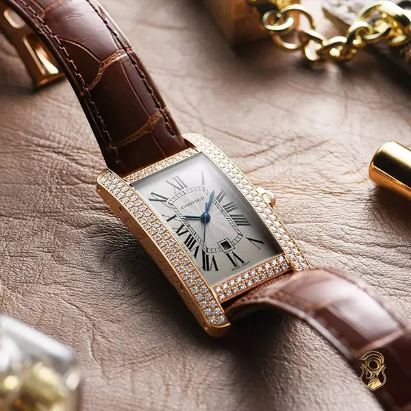 Đồng Hồ Nữ Cartier Tank Américaine WB704751 41.6mm Màu Nâu Trắng