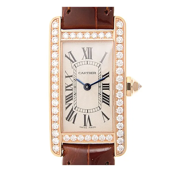 Đồng Hồ Nữ Cartier Tank Américaine WJTA0002 34.8mm Màu Nâu/ Vàng Hồng