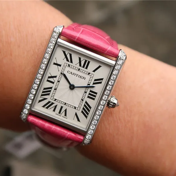 Đồng Hồ Nữ Cartier Tank Louis WJTA0011 29,5mm Màu Hồng Bạc