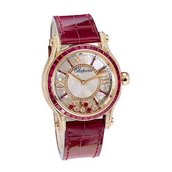Đồng Hồ Nữ Chopard 274891-5004 Happy Sport Diamonds Rubies 36mm Màu Đỏ