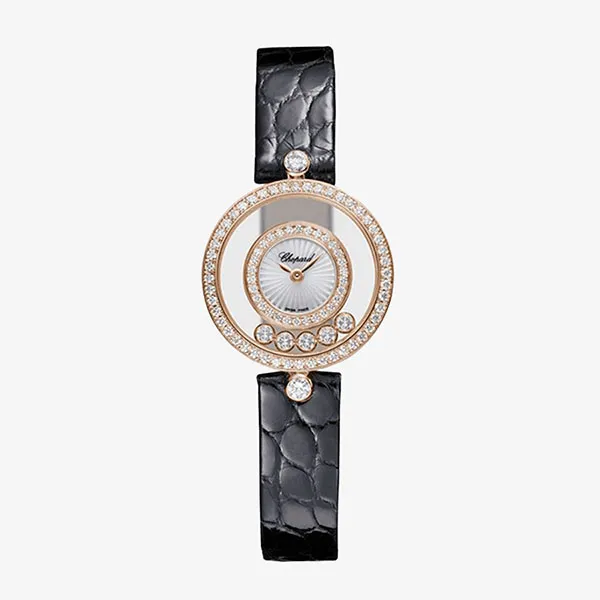 Đồng Hồ Nữ Chopard Happy Diamonds 203957-5214 18K Rose 26mm Màu Đen/ Vàng Hồng