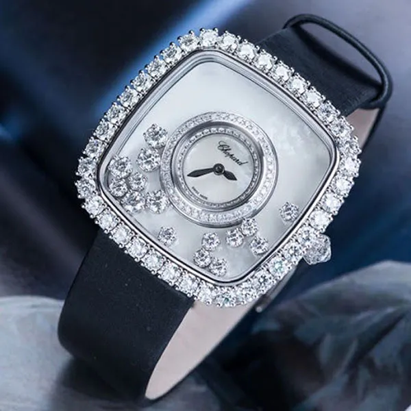 Đồng Hồ Nữ Chopard Happy Diamonds 204368-1001 18K Limited 37.85mm Màu Đen Trắng - Đồng hồ - Vua Hàng Hiệu