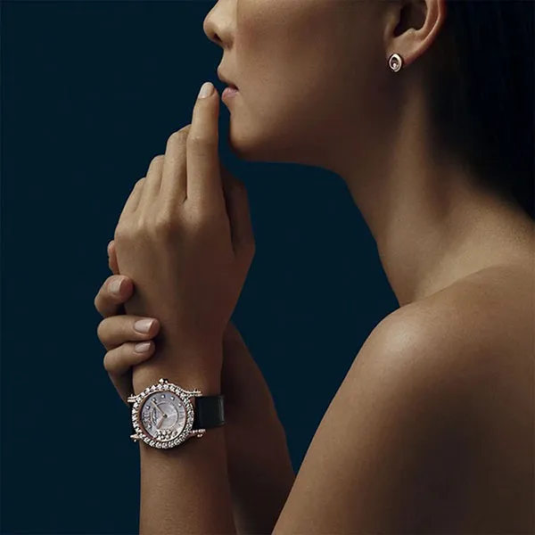 Đồng Hồ Nữ Chopard Happy Sport 274809-5001 Joaillerie 18K Diamond 36mm Màu Đen Trắng