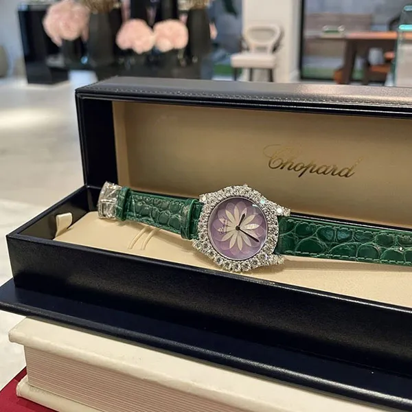 Đồng Hồ Nữ Chopard L’heure Du Diamant Floral White Gold 36mm Màu Xanh Tím