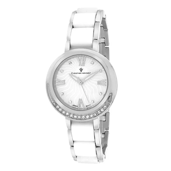 Đồng Hồ Nữ Christian Van Sant Omen's Eternelle White Mop Dial Watch CV7610 Màu Bạc/Trắng