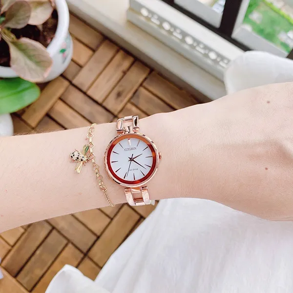 Đồng Hồ Nữ Citizen Axiom Eco-Drive EM0633-53A Màu Vàng Hồng