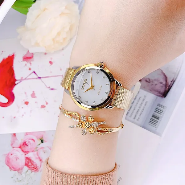 Đồng Hồ Nữ Citizen Eco-Drive Ceci EM0794-54D Màu Vàng Gold
