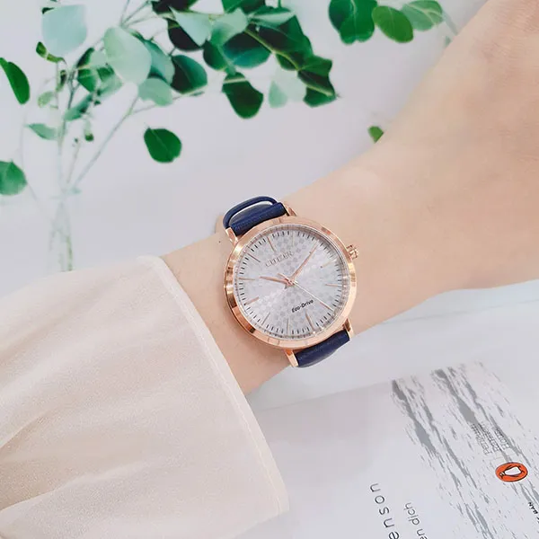 Đồng Hồ Nữ Citizen Eco-Drive EM0763-07A Màu Xanh Bạc
