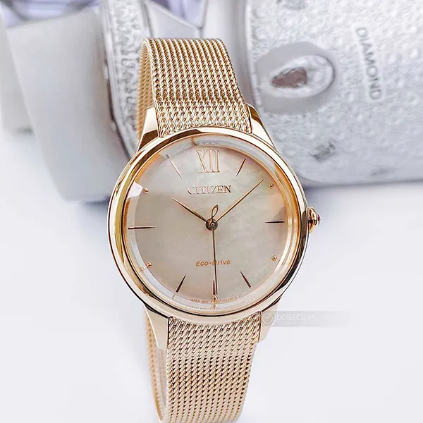 Đồng Hồ Nữ Citizen Eco-Drive EM0813-86Y Màu Vàng Hồng