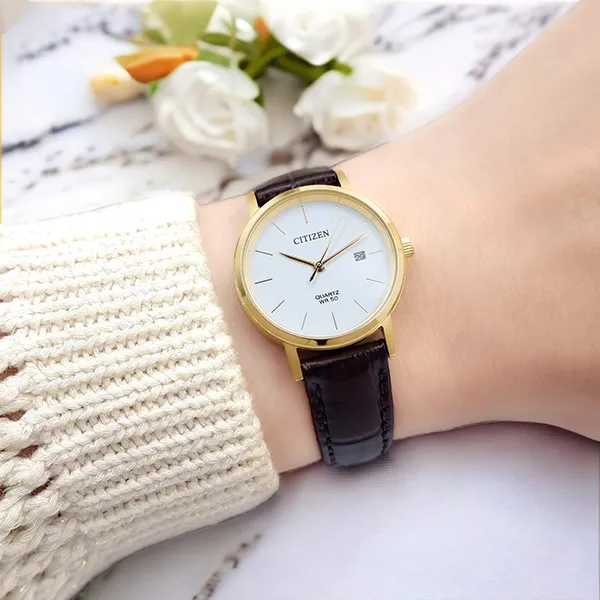 Đồng Hồ Nữ Citizen Quartz EU6092-08A Màu Nâu Trắng