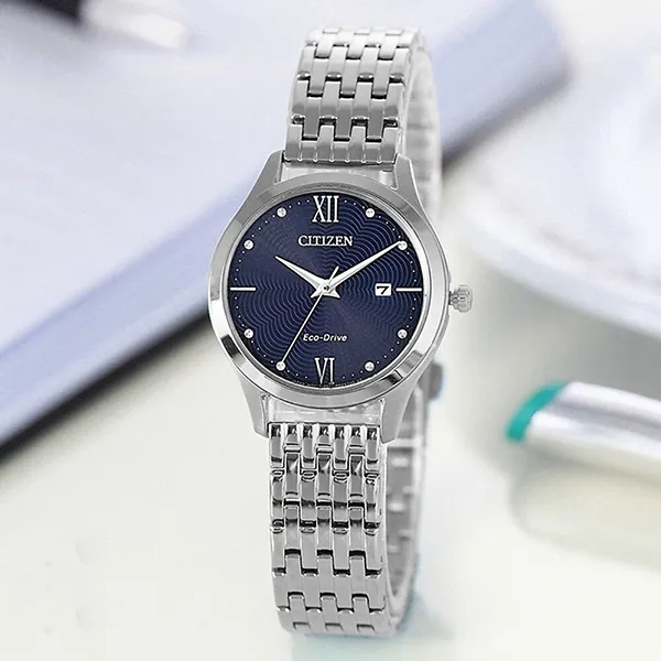 Đồng Hồ Nữ Citizen Eco-Drive EW2530-87L Màu Xanh Bạc