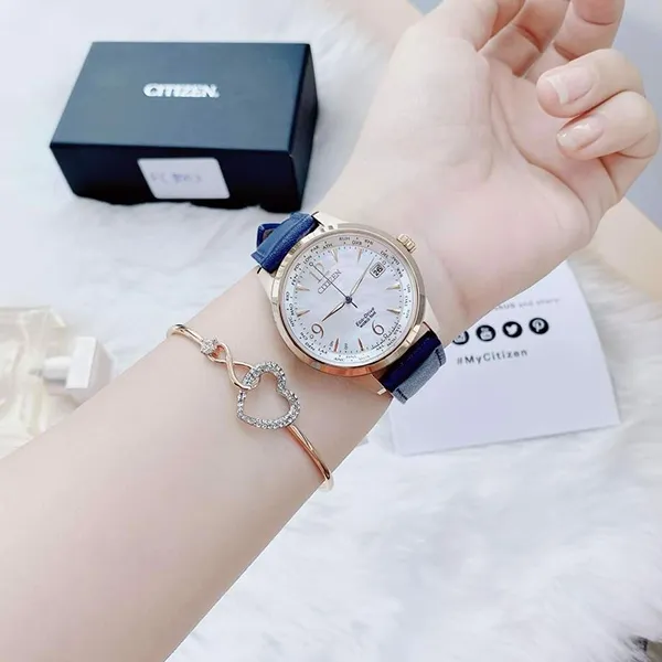 Đồng Hồ Nữ Citizen Eco-Drive FC8003-06D World Time Màu Xanh Vàng