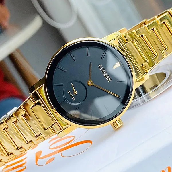 Đồng Hồ Nữ Citizen Quartz EQ9062-58E Màu Đen Vàng
