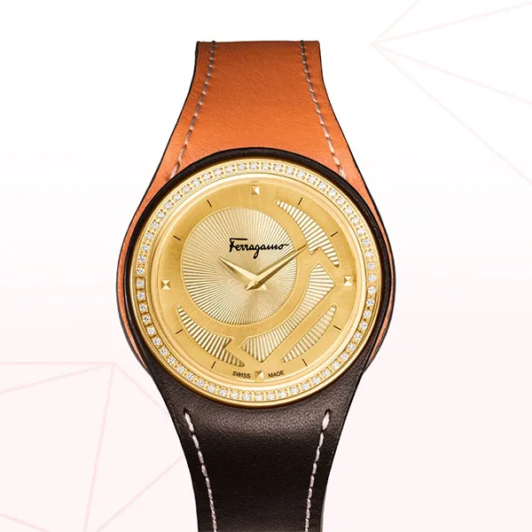 Đồng Hồ Nữ Salvatore Ferrgamo Gancino Chic Diamond Màu Vàng Nâu