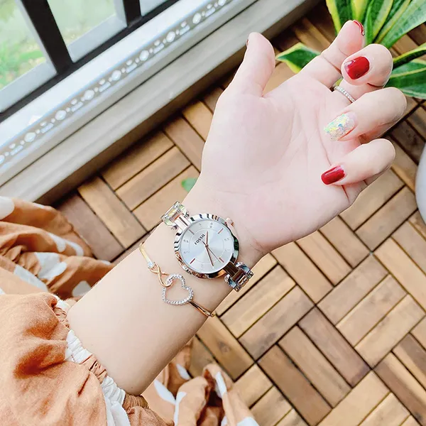 Đồng Hồ Nữ Fossil Kerrigan Three-Hand Watch BQ3341 Màu Bạc Vàng Hồng