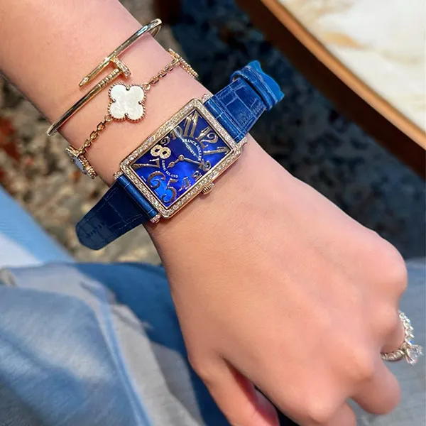 Đồng Hồ Nữ Franck Muller FM 952 Rose Gold 8 Diamonds Blue Màu Xanh Dương