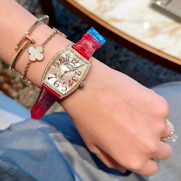 Đồng Hồ Nữ Franck Muller FM Cintree Curvex Diamonds MOP Màu Đỏ - Đồng hồ - Vua Hàng Hiệu