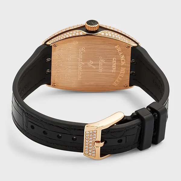 Đồng Hồ Nữ Franck Muller Vanguard V32 Rose Gold Diamond Black Màu Đen
