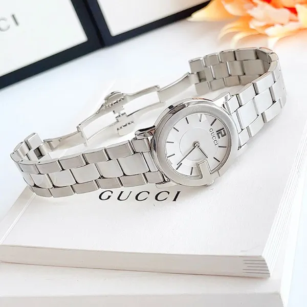 Đồng Hồ Nữ Gucci G Round 101J Case 29mm Màu Bạc Trắng