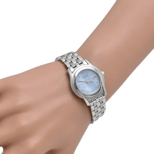 Đồng Hồ Nữ Gucci Watch Ladies Quartz G Class 5500L SS Blue Shell Dial Diamond 11P YA055521 Màu Xanh Bạc - Đồng hồ - Vua Hàng Hiệu