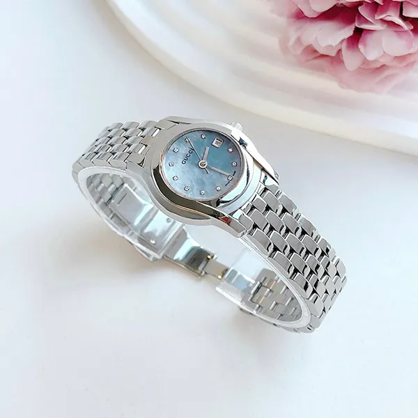Đồng Hồ Nữ Gucci Watch Ladies Quartz G Class 5500L SS Blue Shell Dial Diamond 11P YA055521 Màu Xanh Bạc - Đồng hồ - Vua Hàng Hiệu
