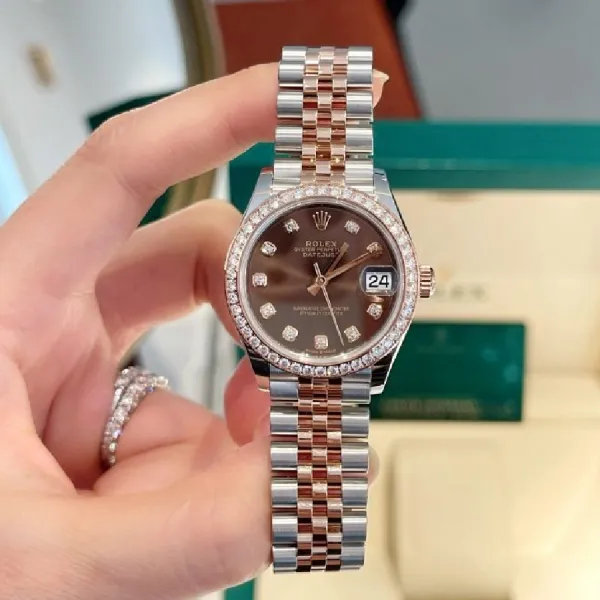 Đồng Hồ Nữ Rolex Datejust 31mm Stainless Steel Rose Gold 278381 Chocolate Màu Bạc Vàng Hồng