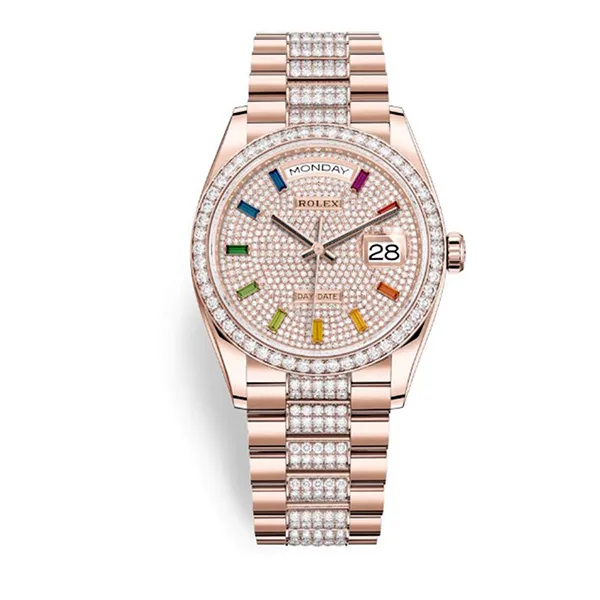 Đồng Hồ Nữ Rolex Day-Date 36mm Everose Gold And Diamonds 128345 Màu Vàng Hồng