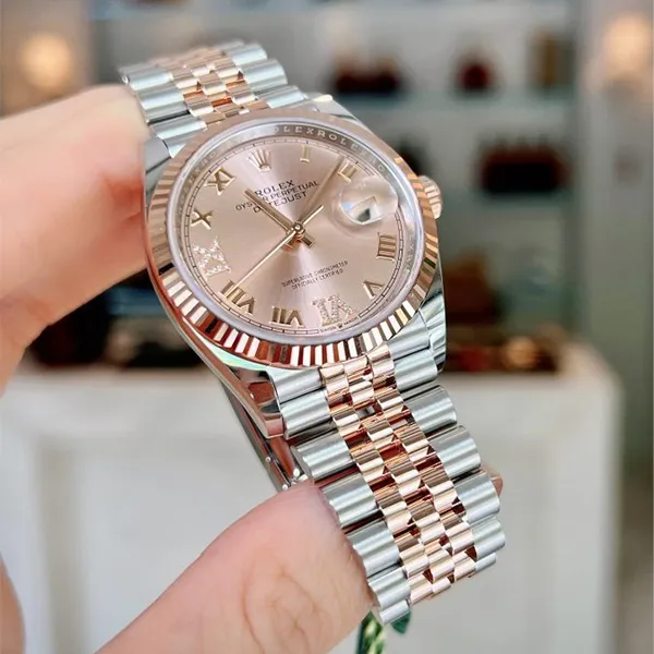 Đồng Hồ Nữ Rolex Steel Everose Rolesor Datejust 36mm Pink Dial 126231-0027 Màu Bạc Vàng Hồng