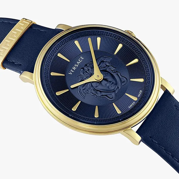Đồng Hồ Nữ Versace V-Circle Lady Gold Blue Leather Watch VE8103721 Màu Xanh Dương - Đồng hồ - Vua Hàng Hiệu