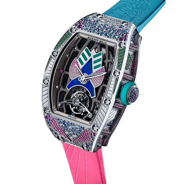 Đồng Hồ Richard Mille Grace Automatic Tourbillon Talisman RM 71-02 Màu Xanh/Hồng