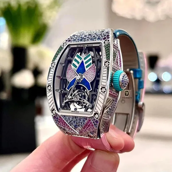 Đồng Hồ Richard Mille Grace Automatic Tourbillon Talisman RM 71-02 Màu Xanh/Hồng