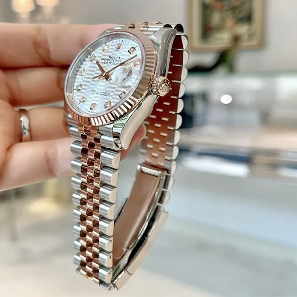Đồng Hồ Rolex Datejust 36mm Grey Motif Dial 126231-0039 Màu Bạc Vàng Hồng - Đồng hồ - Vua Hàng Hiệu