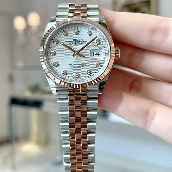 Đồng Hồ Rolex Datejust 36mm Grey Motif Dial 126231-0039 Màu Bạc Vàng Hồng - Đồng hồ - Vua Hàng Hiệu