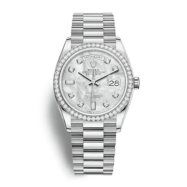 Đồng Hồ Rolex Day-Date 36mm White Gold 128349RBR-0004 Màu Bạc