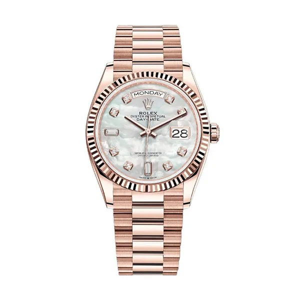 Đồng Hồ Rolex Everose Gold Day-Date 36mm 128235-0029 Màu Vàng Hồng