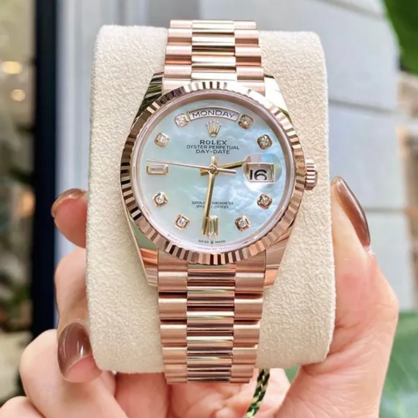 Đồng Hồ Rolex Everose Gold Day-Date 36mm 128235-0029 Màu Vàng Hồng